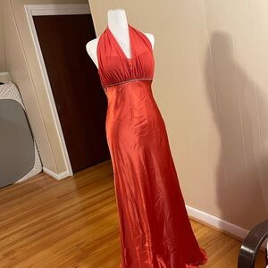 Elegant Red Halter Dress